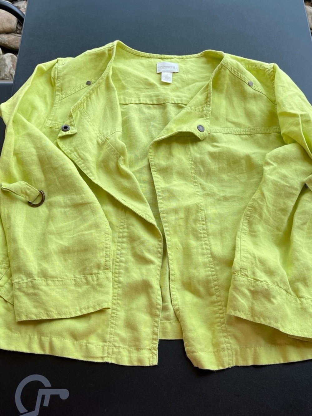Chico's Lime Green Linen Utility Jacket - Picture 2 of 4